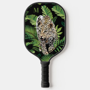 Leopard Illustration custom monogram Pickleball Paddle