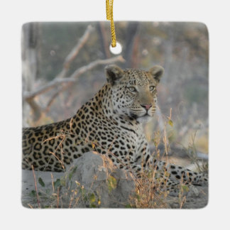 LEOPARD IN REPOSE CERAMIC ORNAMENT
