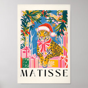 Leopard In Santa Hat, Christmas Wall Art For Livin