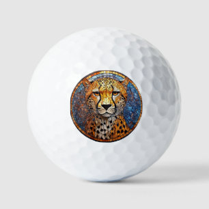 Leopard in Vibrant Colours and Intricate Patterns Golf Balls
