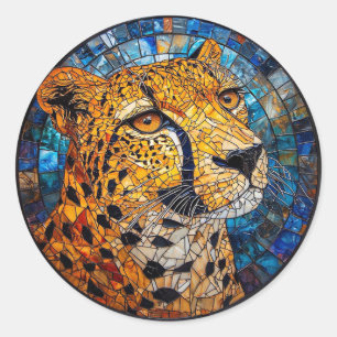 Leopard in Vibrant Colours Classic Round Sticker