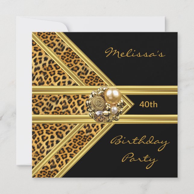 Leopard Invitation Elegant Black Velvet gold jewel (Front)