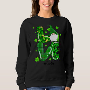 Leopard Irish Green Plaid Doctor Gnome St Patrick  Sweatshirt