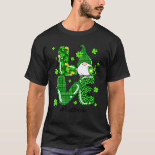 Leopard Irish Green Plaid Electrician Gnome St Pat T-Shirt