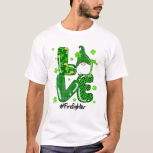 Leopard Irish Green Plaid Firefighter Gnome St.Pat T-Shirt