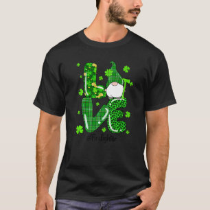 Leopard Irish Green Plaid Firefighter Gnome St.Pat T-Shirt