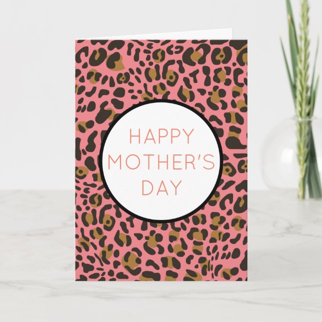 Leopard Jaguar Animal Print Mother's Day Holiday Card (Front)