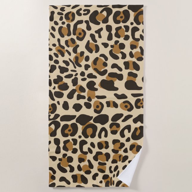 Leopard Jaguar Animal Print Pattern Beach Towel (Front)