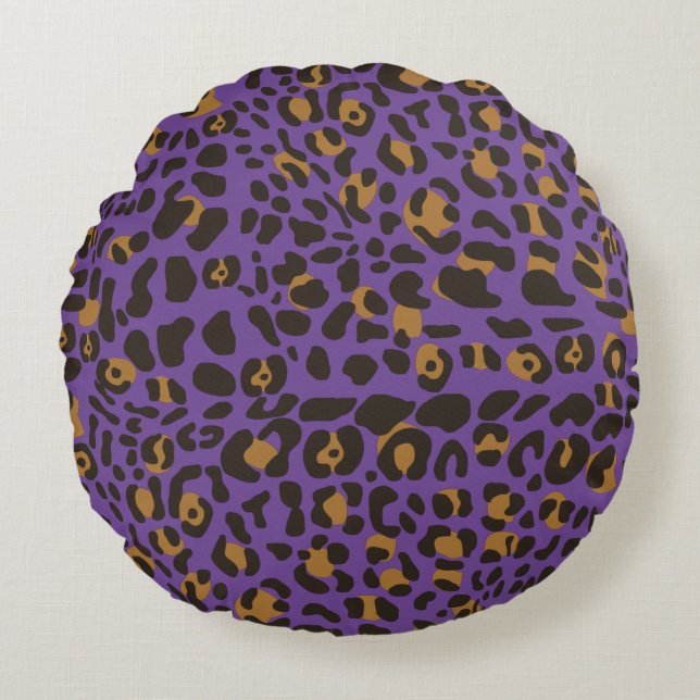Leopard Jaguar Animal Print Pattern Round Cushion (Front)