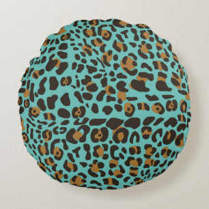 Leopard Jaguar Animal Print Pattern Round Cushion