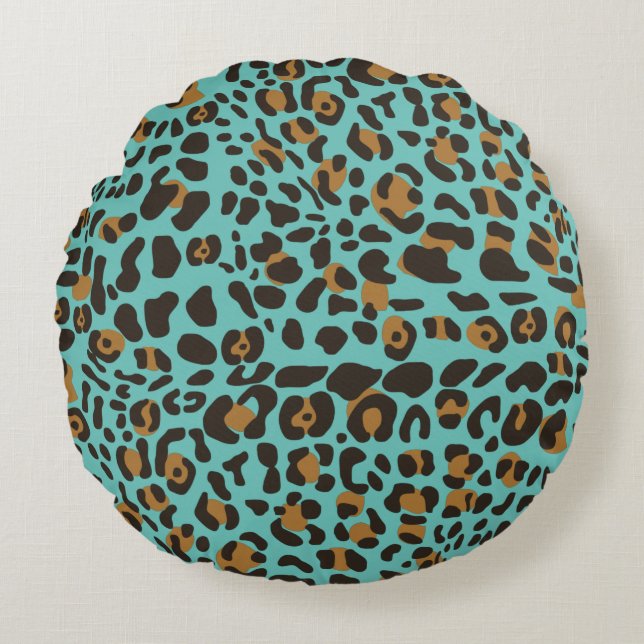 Leopard Jaguar Animal Print Pattern Round Cushion (Front)