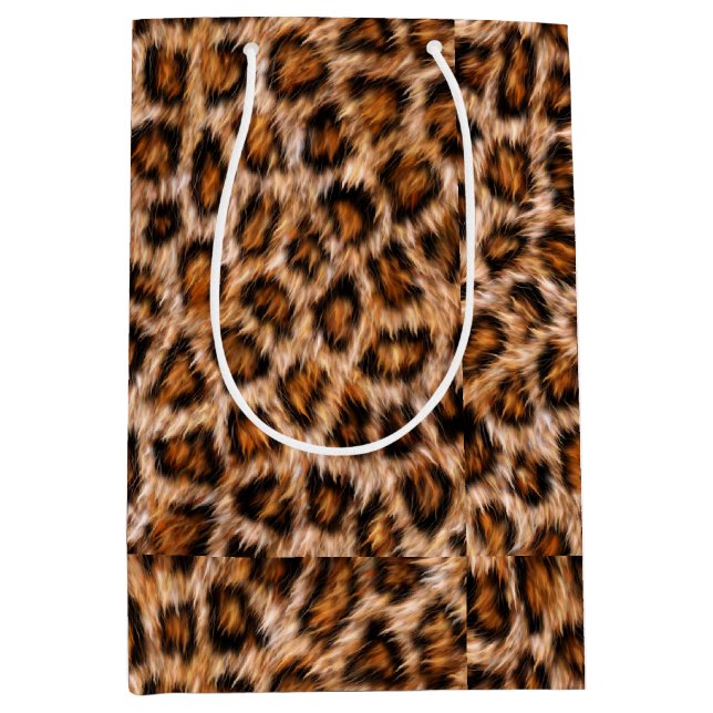 Leopard Jaguar Cat Brown Fur Pattern-24609 Medium Gift Bag (Front)