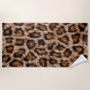 Leopard Jaguar Cat Brown Fur Pattern Beach Towel