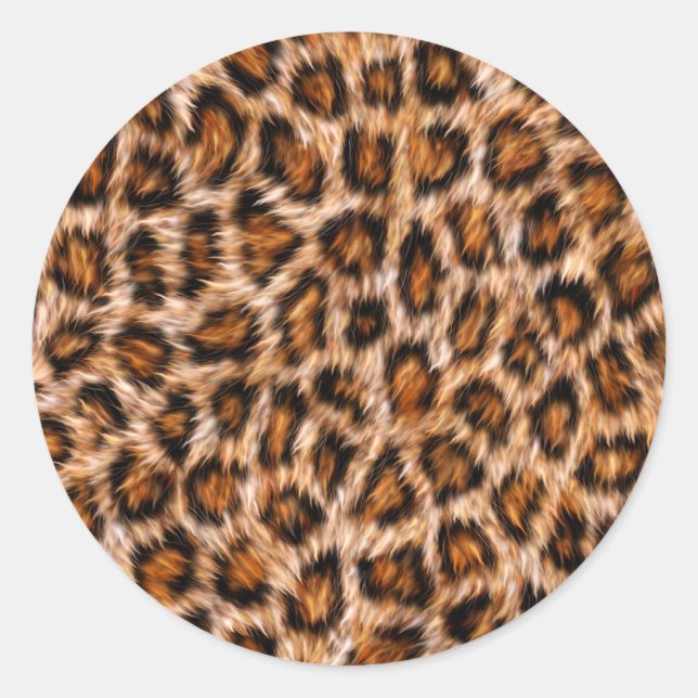 Leopard Jaguar Cat Brown Fur Pattern Classic Round Sticker (Front)