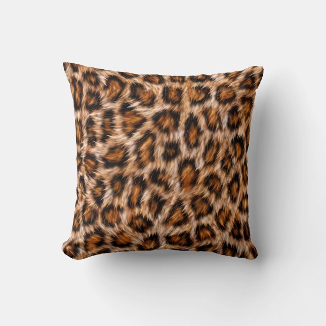 Leopard Jaguar Cat Brown Fur Pattern Cushion (Front)