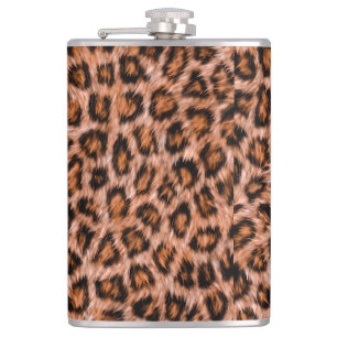 Leopard Jaguar Cat Brown Fur Pattern Hip Flask