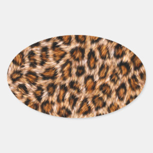 Leopard Jaguar Cat Brown Fur Pattern Oval Sticker