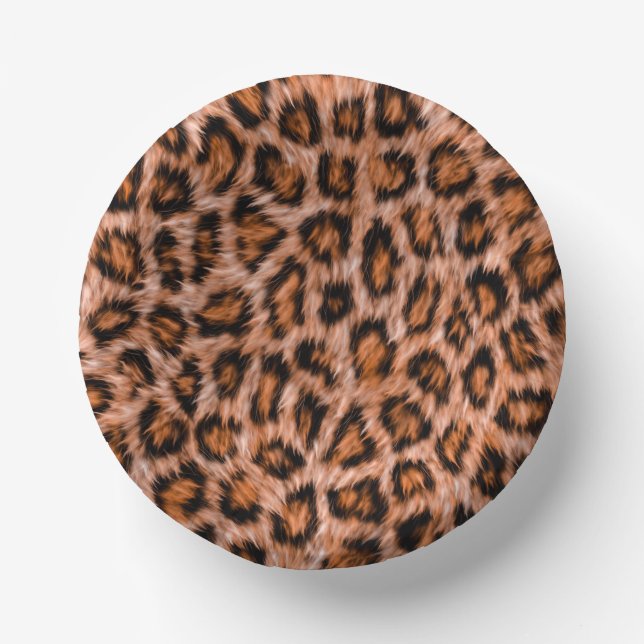 Leopard Jaguar Cat Brown Fur Pattern Paper Plate (Front)