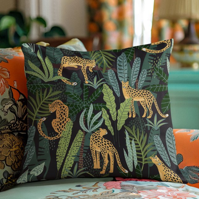Leopard Jungle Forest Illustration Seamless  Cushion (Creator Uploaded)