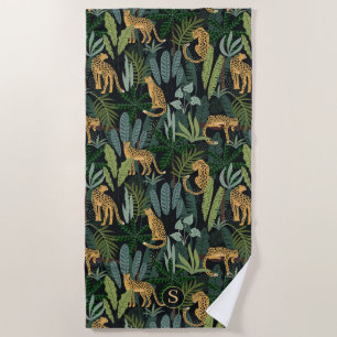Leopard Jungle Forest Illustration Seamless Custom Beach Towel