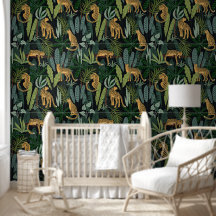 Leopard Jungle Forest Illustration Seamless 