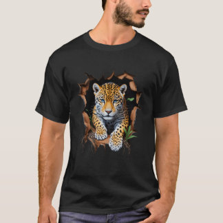 Leopard Jungle Retro Wildlife Animal Print Nature  T-Shirt