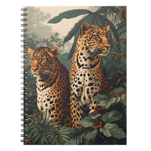 Leopard Jungle: Vintage Postcard Notebook (Front)
