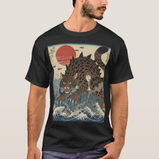 Leopard Kaiju Ukiyo-e Wave T-Shirt