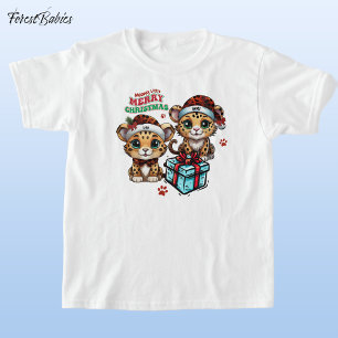 Leopard Kitty Meowy Little Merry Christmas 🐾🐆🐈 T-Shirt
