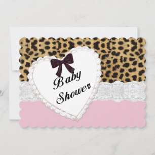 Leopard Lace Heart Baby Shower Invitation