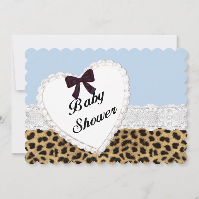 Leopard Lace Heart Baby Shower Invitation (Front)