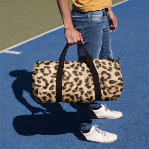 Leopard Leather Print Pattern Monogram Duffle Bag