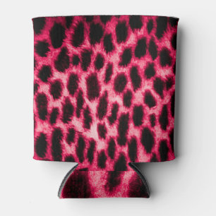 Leopard Leather: Red-Black Texture. Can Cooler
