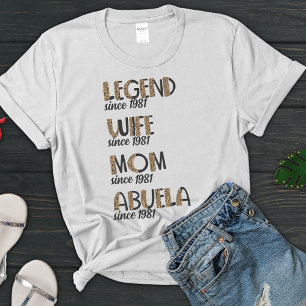 Leopard Legend Wife Mum Abuela Pattern Mother Gift T-Shirt