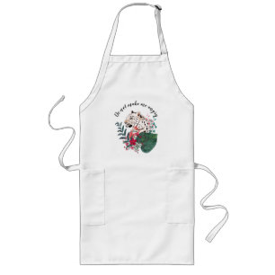 Leopard, leopard muzzle, floral , Botanical Long Apron