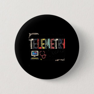 Leopard Lettering Telemetry Crew Cardiac Telemetry 6 Cm Round Badge