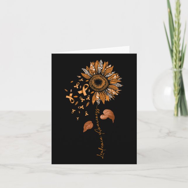 Leopard Leukaemia Awareness Orange Ribbon  Card (Front)