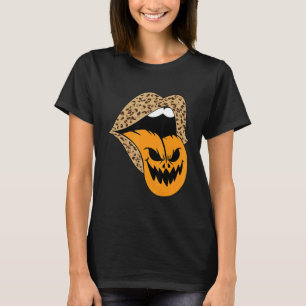 Leopard Lips Halloween Lips Vampire Mouth Pumpkin T-Shirt