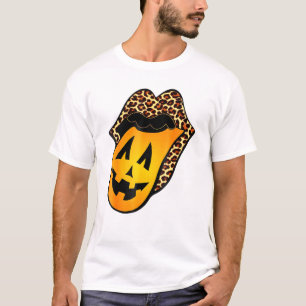 Leopard Lips Mouth Pumpkin Tongue Costume Jack O L T-Shirt