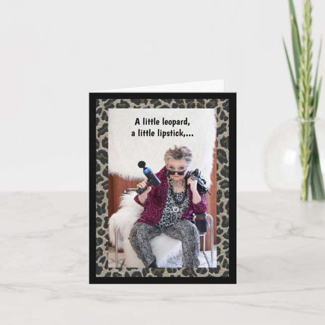 Leopard, Lipstick, Attitude humourous  Card (Front)