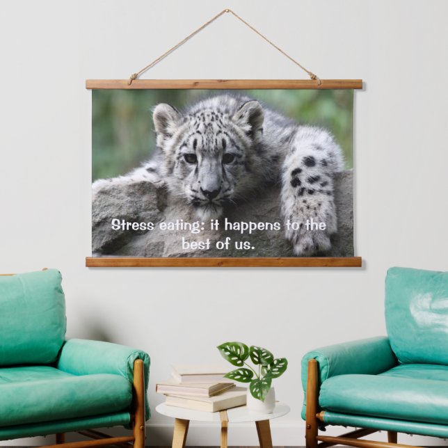 Leopard looking at you from on a rock  hanging tap tapestry (Living Room)