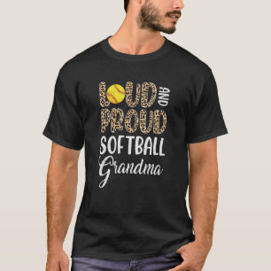 Leopard Loud Proud American Softball Grandma Famil T-Shirt