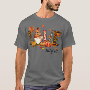 Leopard Love Fall Y'all Funny Autumn Pumpkin Fall  T-Shirt
