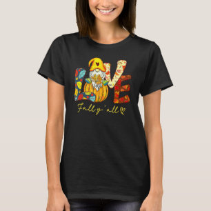 Leopard Love Happy Fall Y'all Gnome Pumpkin Thanks T-Shirt