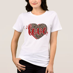 Leopard Love Heart PNG, Chenille Patch Valentine Tri-Blend Shirt