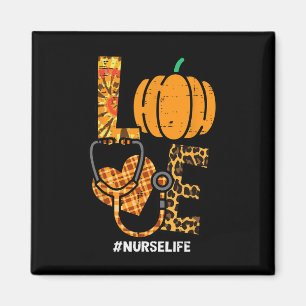 Leopard Love Nurse Life Thanksgiving Scrub Top Fal Magnet