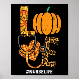 Leopard Love Nurse Life Thanksgiving Scrub Top Fal Poster