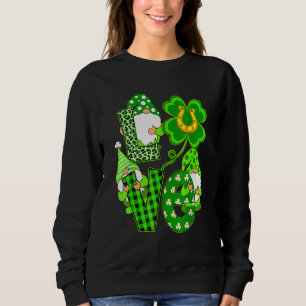 Leopard Love Three Gnomes Lucky Shamrock St Patric Sweatshirt