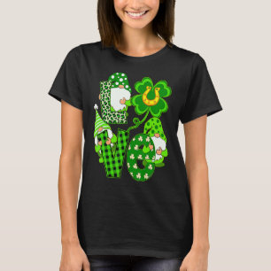 Leopard Love Three Gnomes Lucky Shamrock St Patric T-Shirt