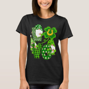 Leopard Love Three Gnomes Lucky Shamrock St Patric T-Shirt